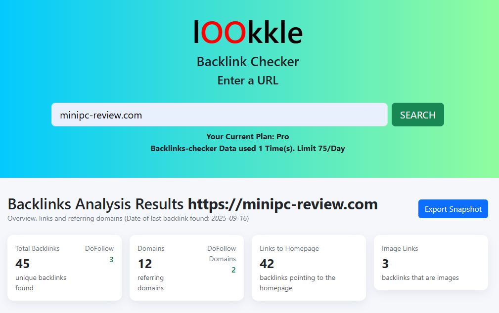 Backlink analysis preview