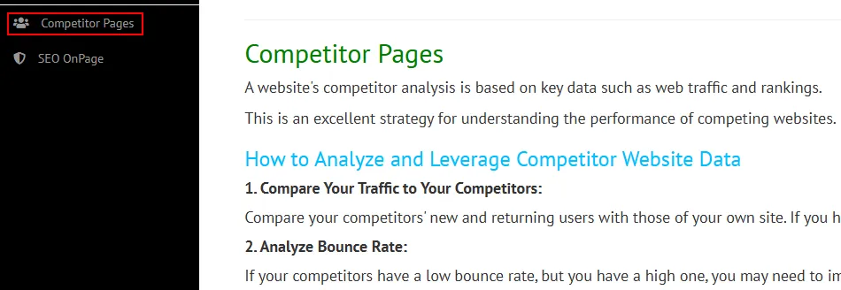 Competitor pages in SEO Site Explorer