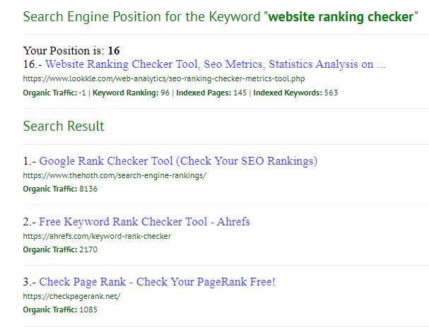 Lookkle Search Engine Ranking Checker