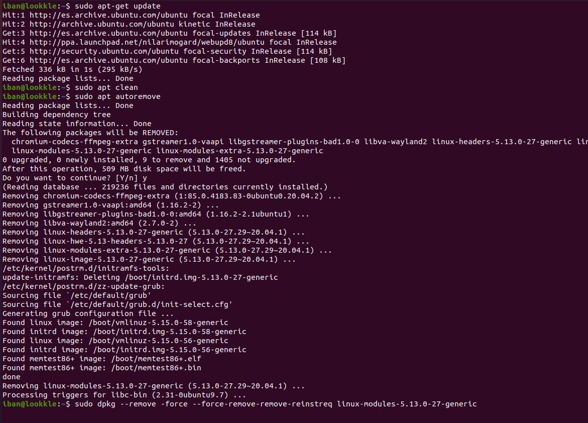 Fix broken packages in Ubuntu or Debian using autoremove and remove