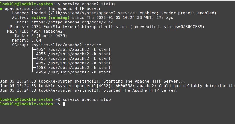 Apache Stopping Linux