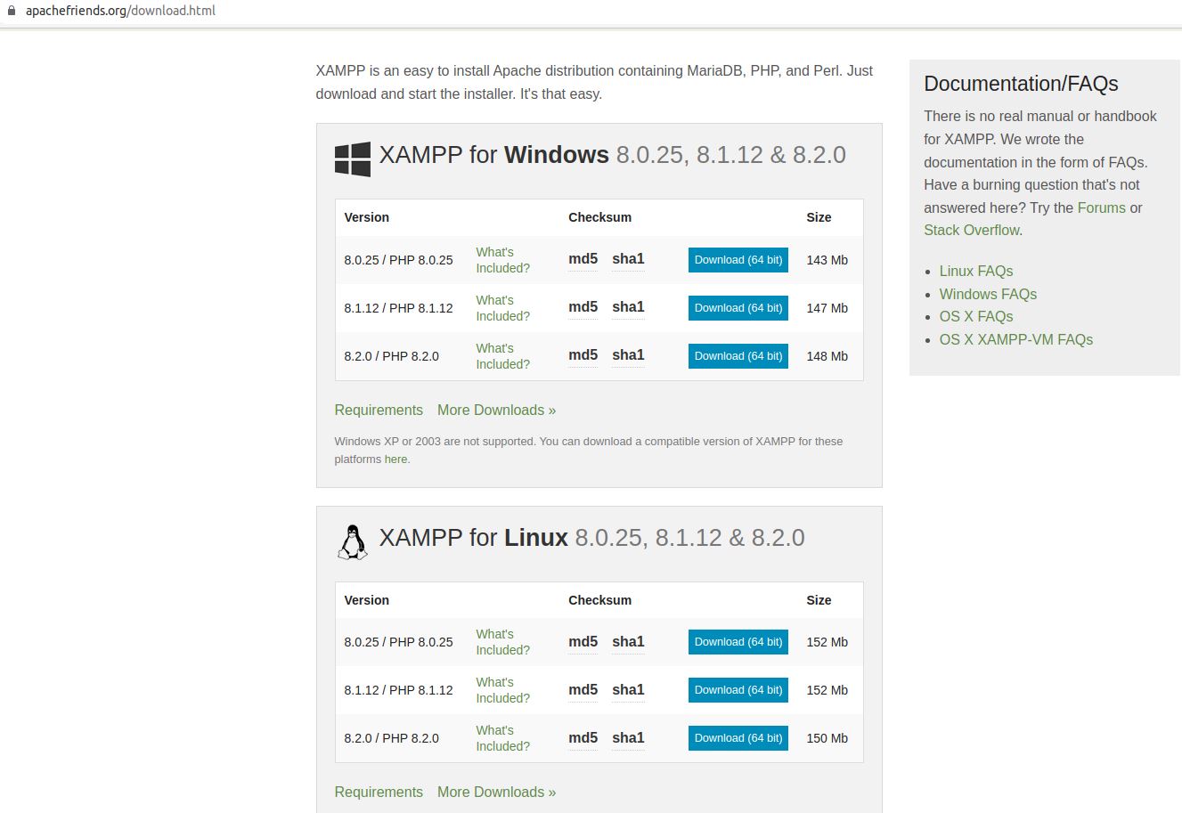 XAMPP Download Web