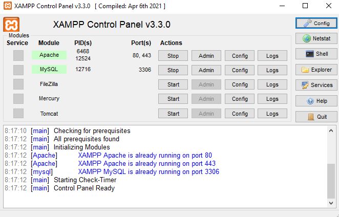 Xampp Control Panel