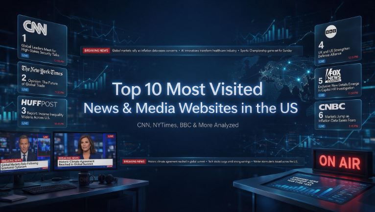 Top 10 most visited news and media websites in the US (CNN, NYTimes, BBC)