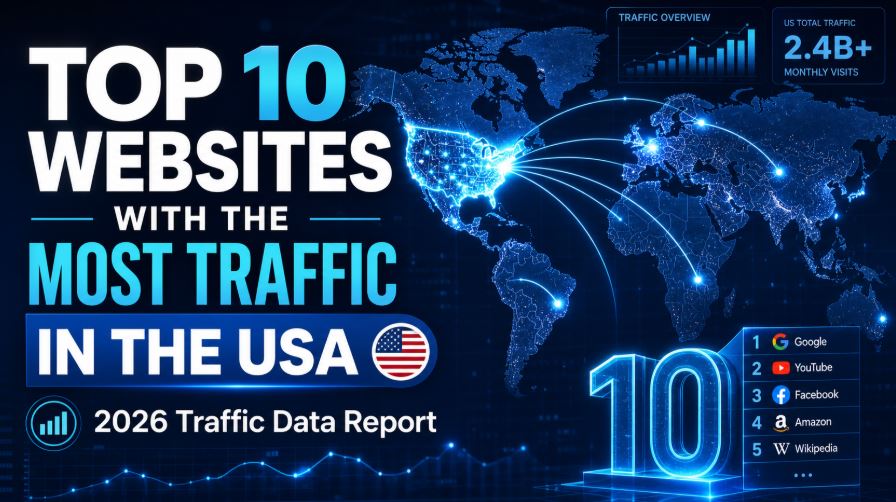 Top 10 websites with the most monthly traffic in the United States in 2026